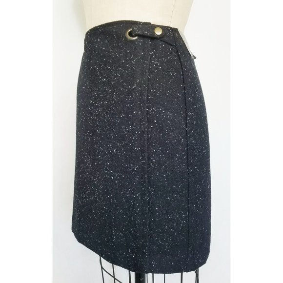 Banana Republic Womens Flecked Wool Blend Straigth Skirt Black NWT 6 - Picture 3 of 9